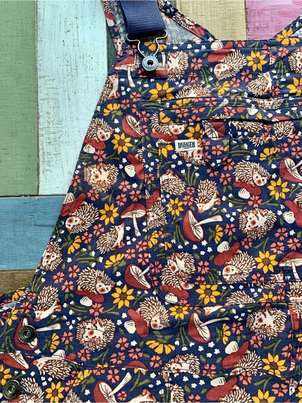 NWT Duluth XXL x31” Heirloom Gardening Bib Overalls Dusk Blue Fall Hedgehog Bibs - Picture 4 of 8